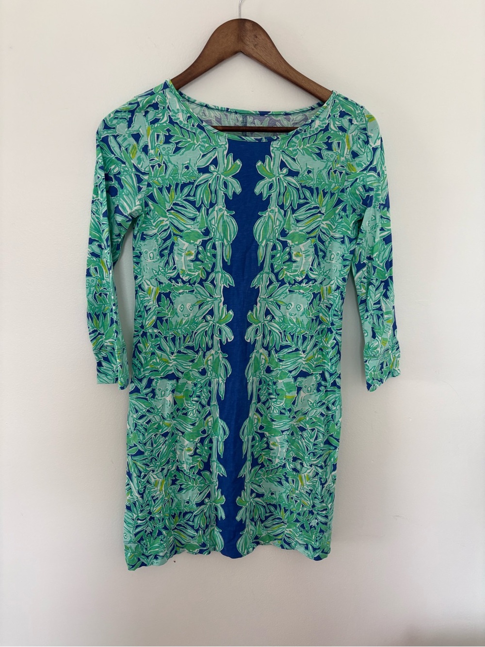 Lily Pulitzer Marlowe 3/4 sleeve 100% cotton dress Koala of the Wild print XS